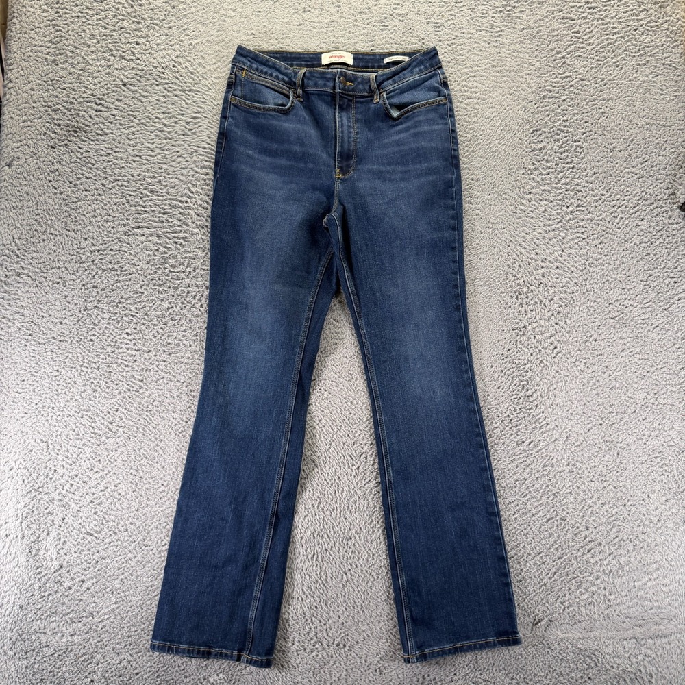 Wrangler Jeans Womens 10 Blue Cotton Denim Bootcut Slim-Fit Faded Travel Stretch